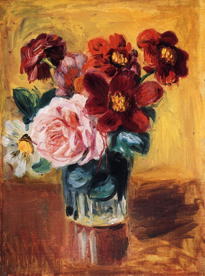 Flowers in a Vase - Pierre-Auguste Renoir painting on canvas